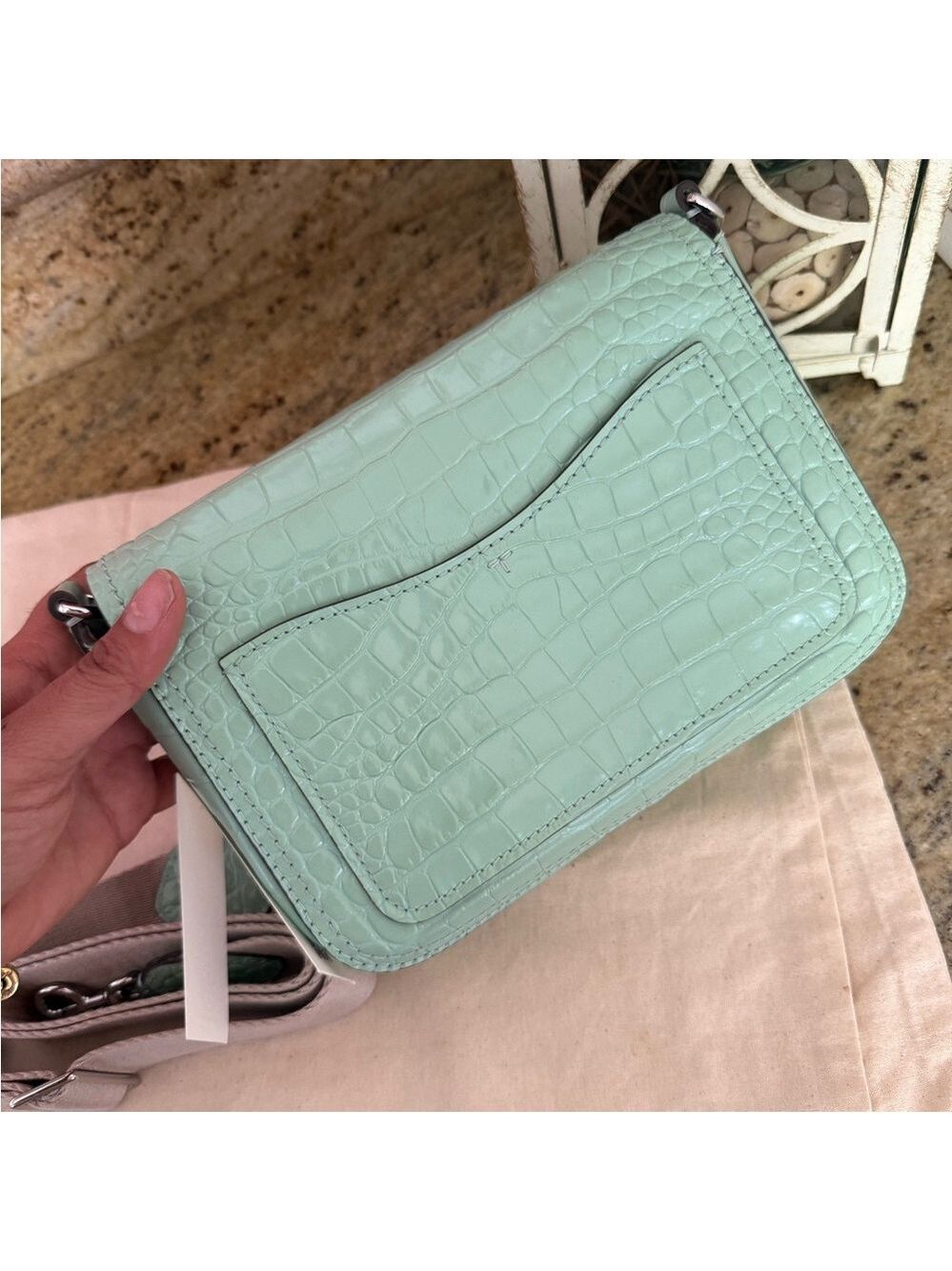 Tory Burch THEA EMBOSSED FLAP CROSSBODY / shoulder in NORTHERN LIGHTS color - Picture 7 of 11